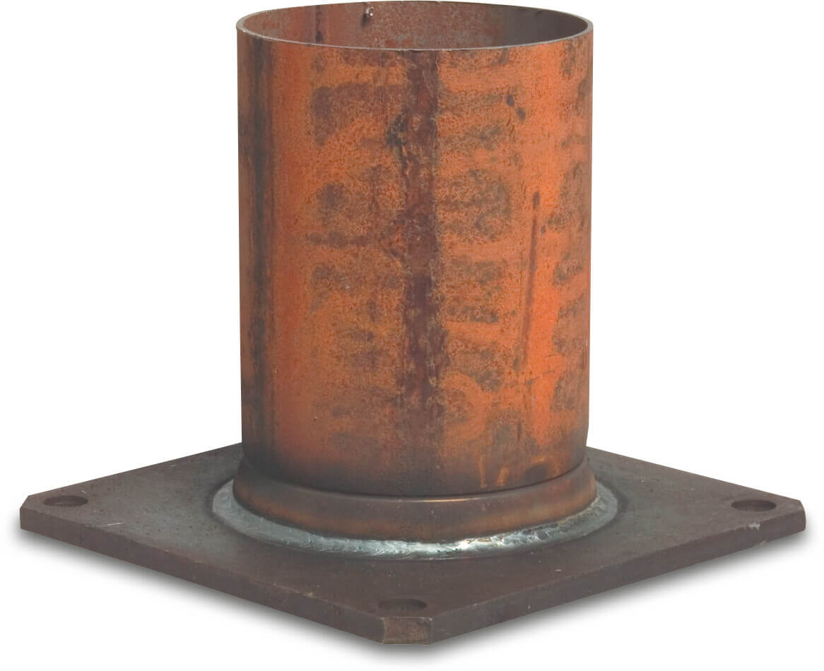 Flange adaptor steel 6" x 150 mm square flange x butt welding black