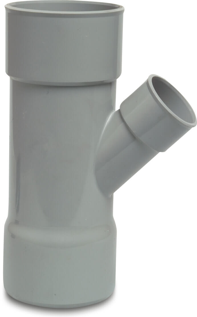 T-Stück 45° PVC-U 110 mm x 50 mm x 110 mm Klebemuffe Grau KOMO