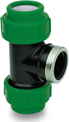 VDL Adaptor T-piece 90° PP KIWA compression x female thread x compression black/green reinforced