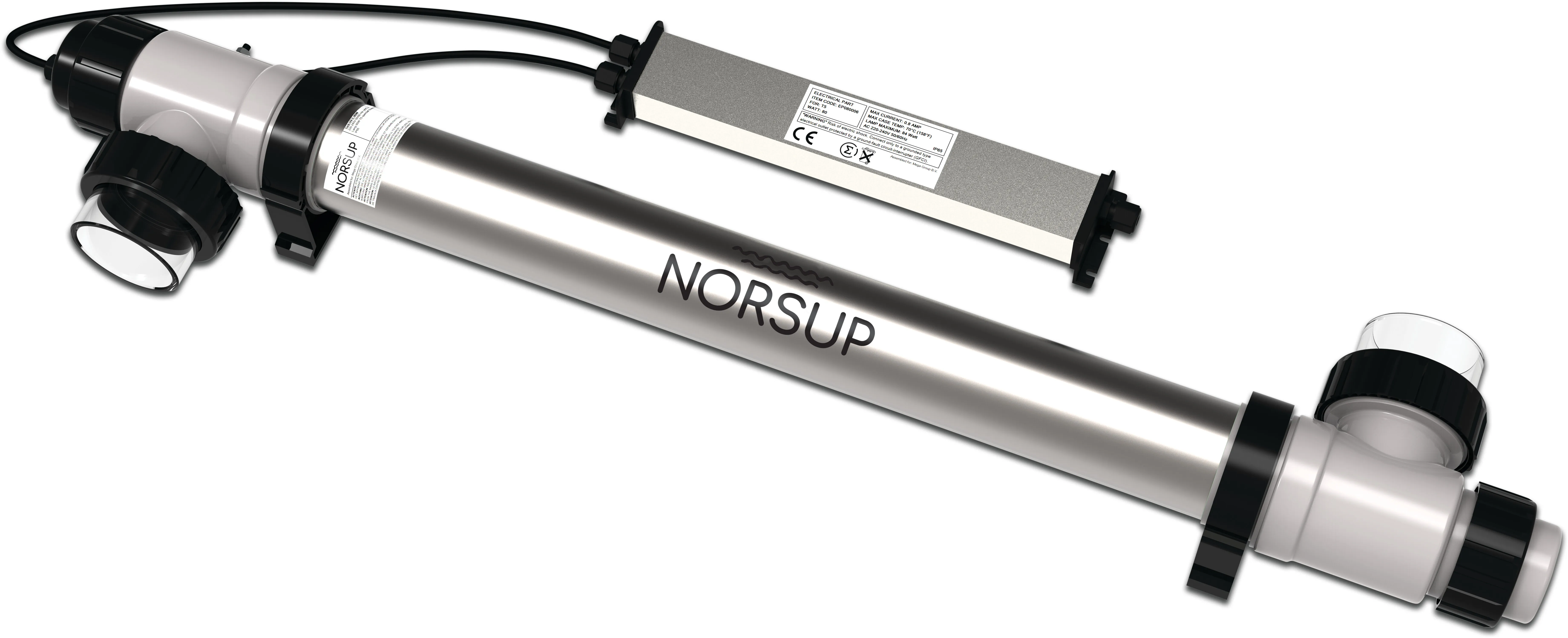 Norsup UV-C disinfection unit stainless steel 316L 2bar glue socket/glue spigot x female thread Supernova