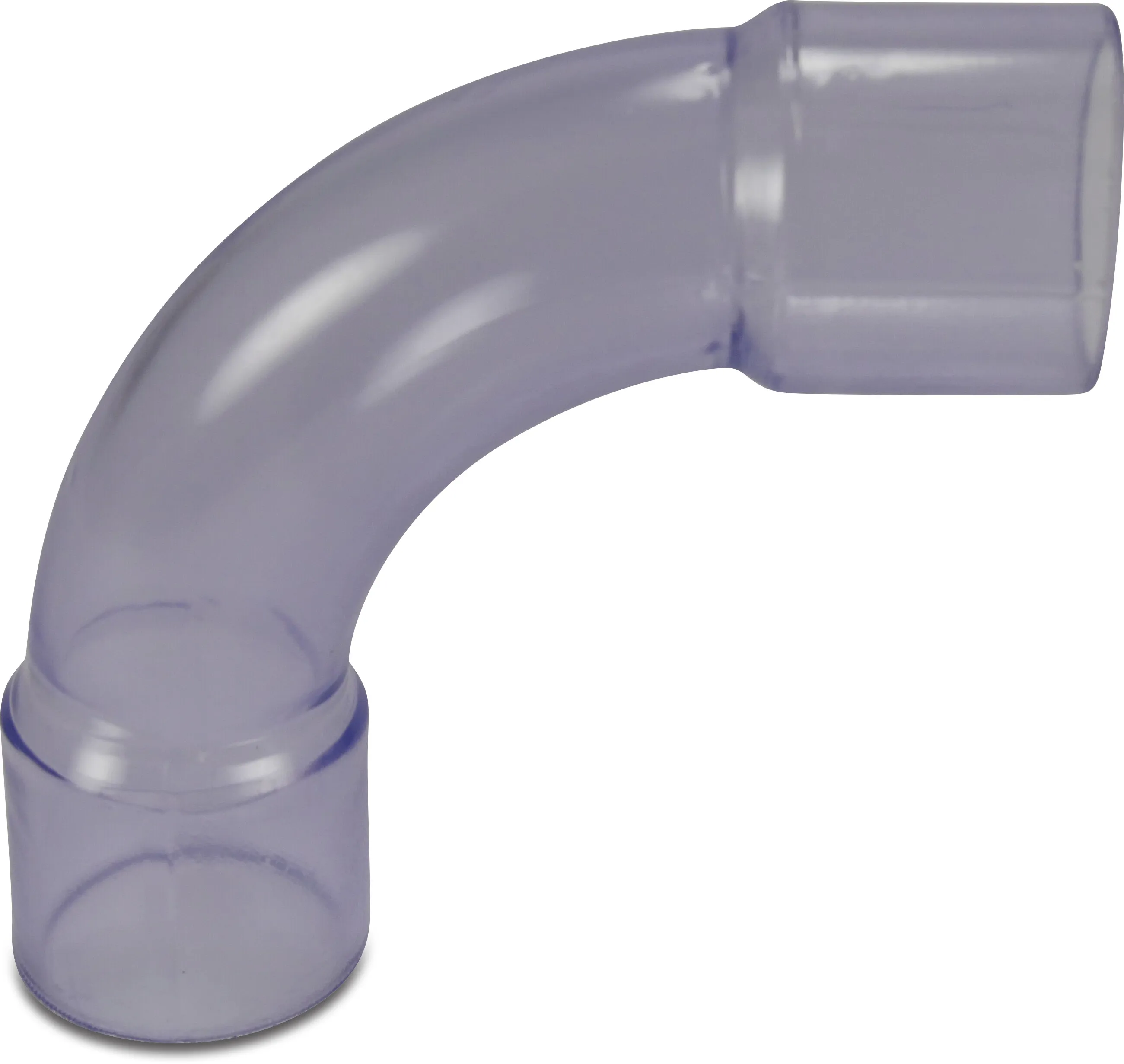 Profec Long bend 90° PVC-U 50 mm glue socket 10bar transparent type made from tubing