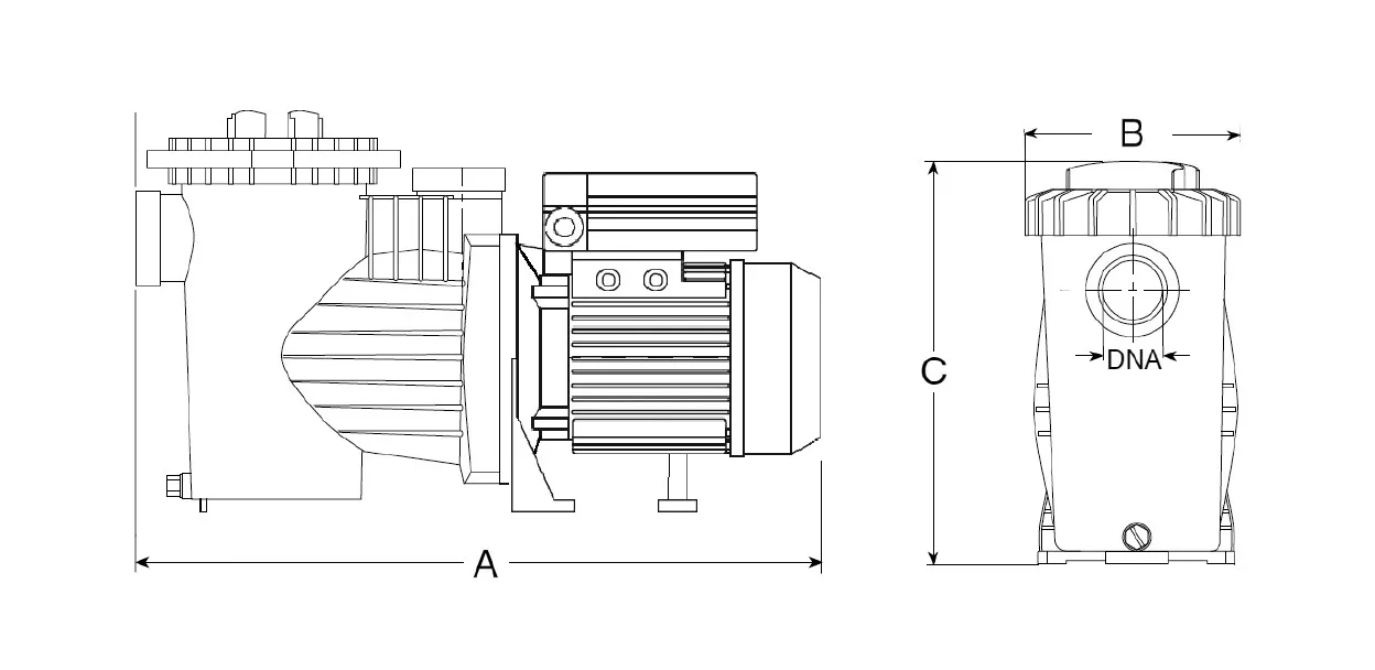 Saci Pool pump fibreglass-reinforced PP 63 mm glue socket 4,2A 230VAC black type Winner 50M 0.5HP