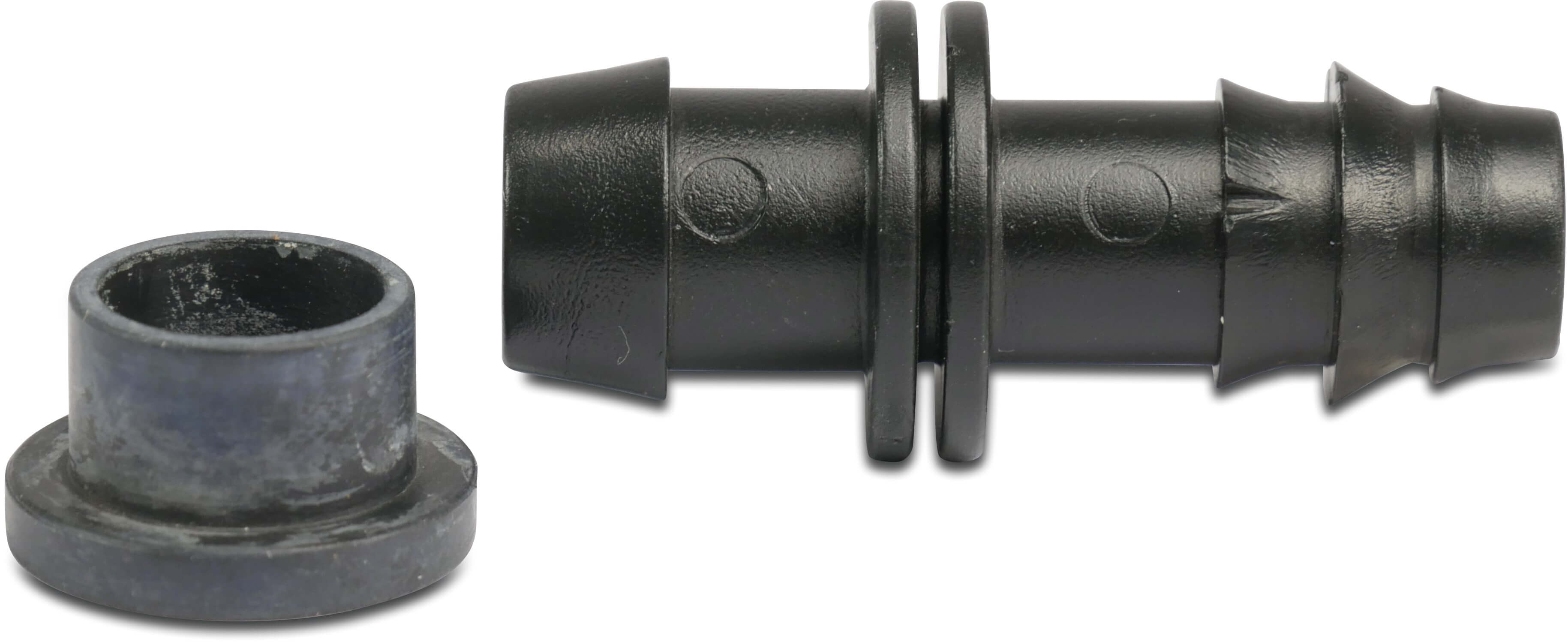 Branch connector POM 12 mm x 16 mm push-in x barbed 4bar black