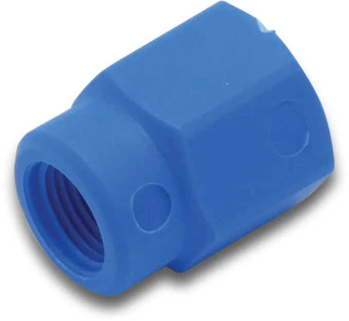 Tefen Reducing socket PA glass fibre reinforced 1/4" x 1/8" female thread 14bar blue