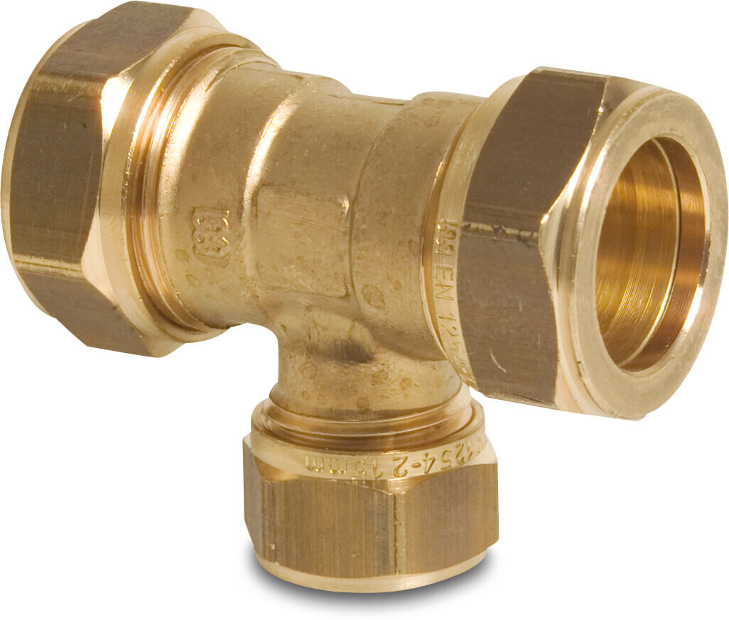 Bonfix Reduzier T-Stück 90° Messing 22 mm x 15 mm x 22 mm Klemm KIWA/GASTEC