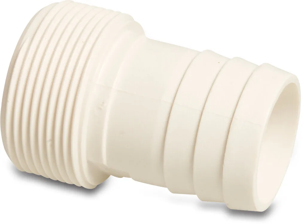 Hose tail ABS 1 1/2" x 38 mm male thread x hose tail white