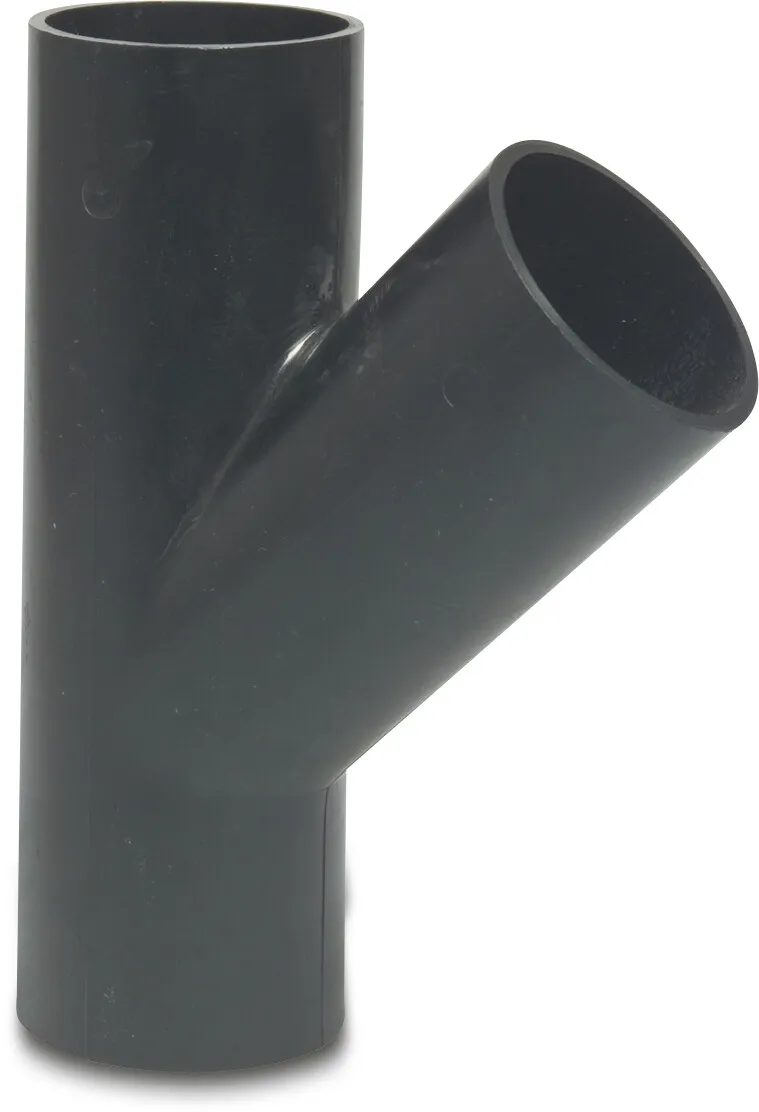 T-piece 45° PE80 90 mm welding spigot SDR26 4bar black