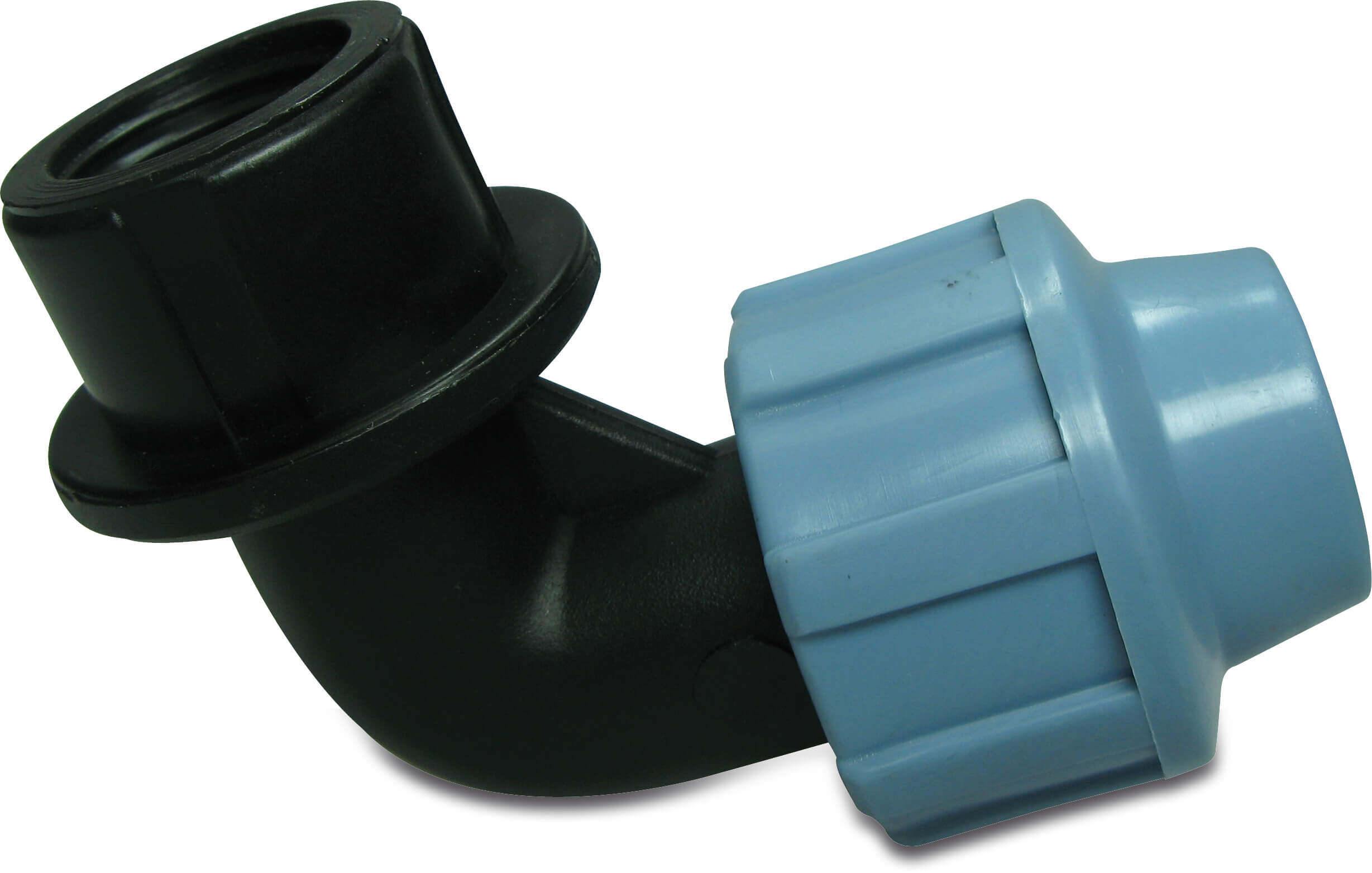 Unidelta Adaptor elbow 90° PP 40 mm x 1 1/2" compression x female thread 16bar black/blue DVGW/KIWA/WRAS