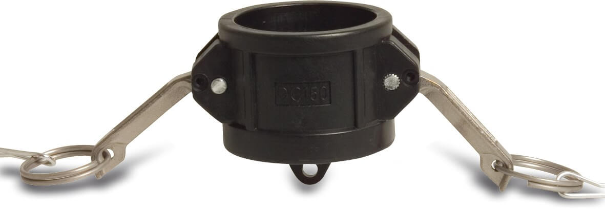 Quick coupler cap PP 1/2" female part Camlock 7,5bar black type Camlock DC