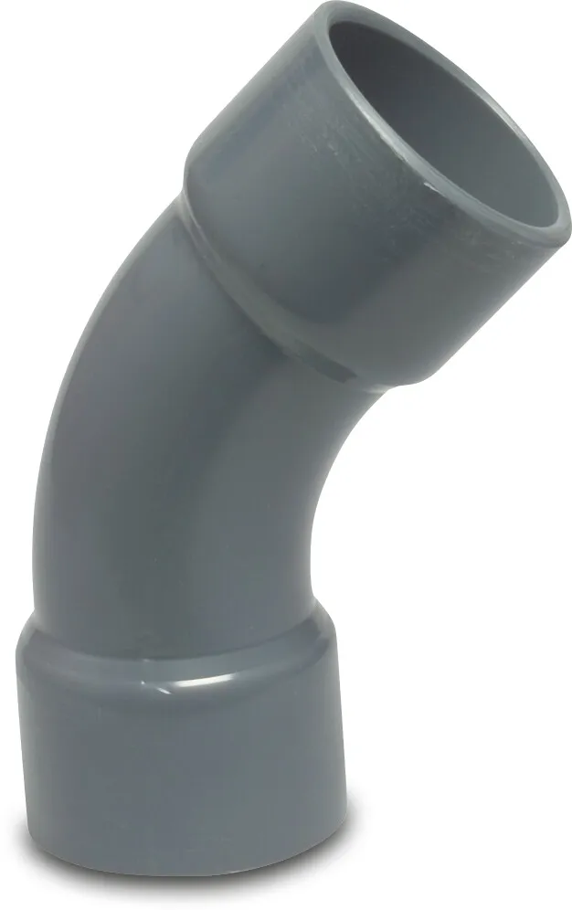 Profec Long bend 45° PVC-U 40 mm glue socket 16bar grey type made from tubing