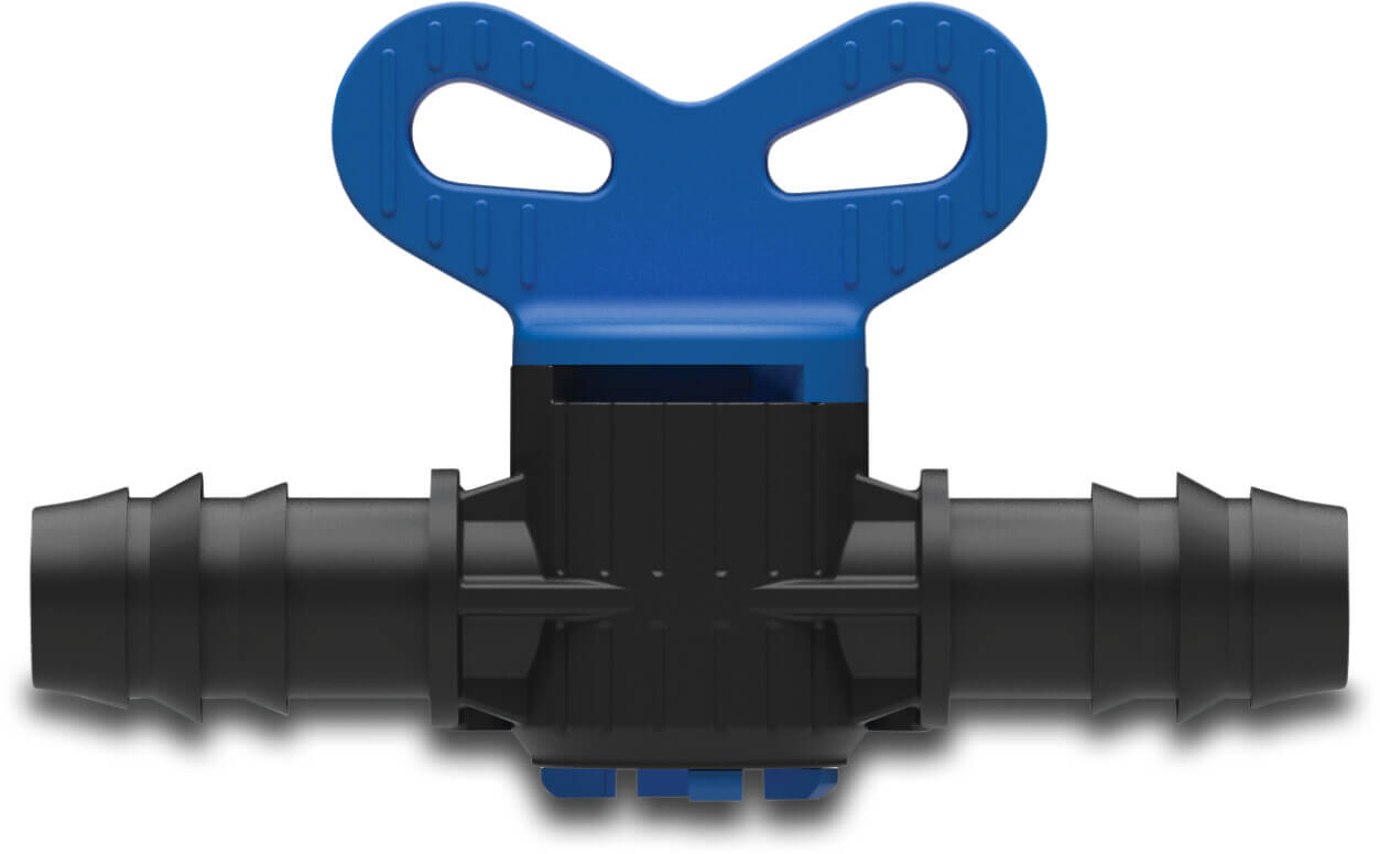 Plug valve PP 20 mm barbed 6bar black