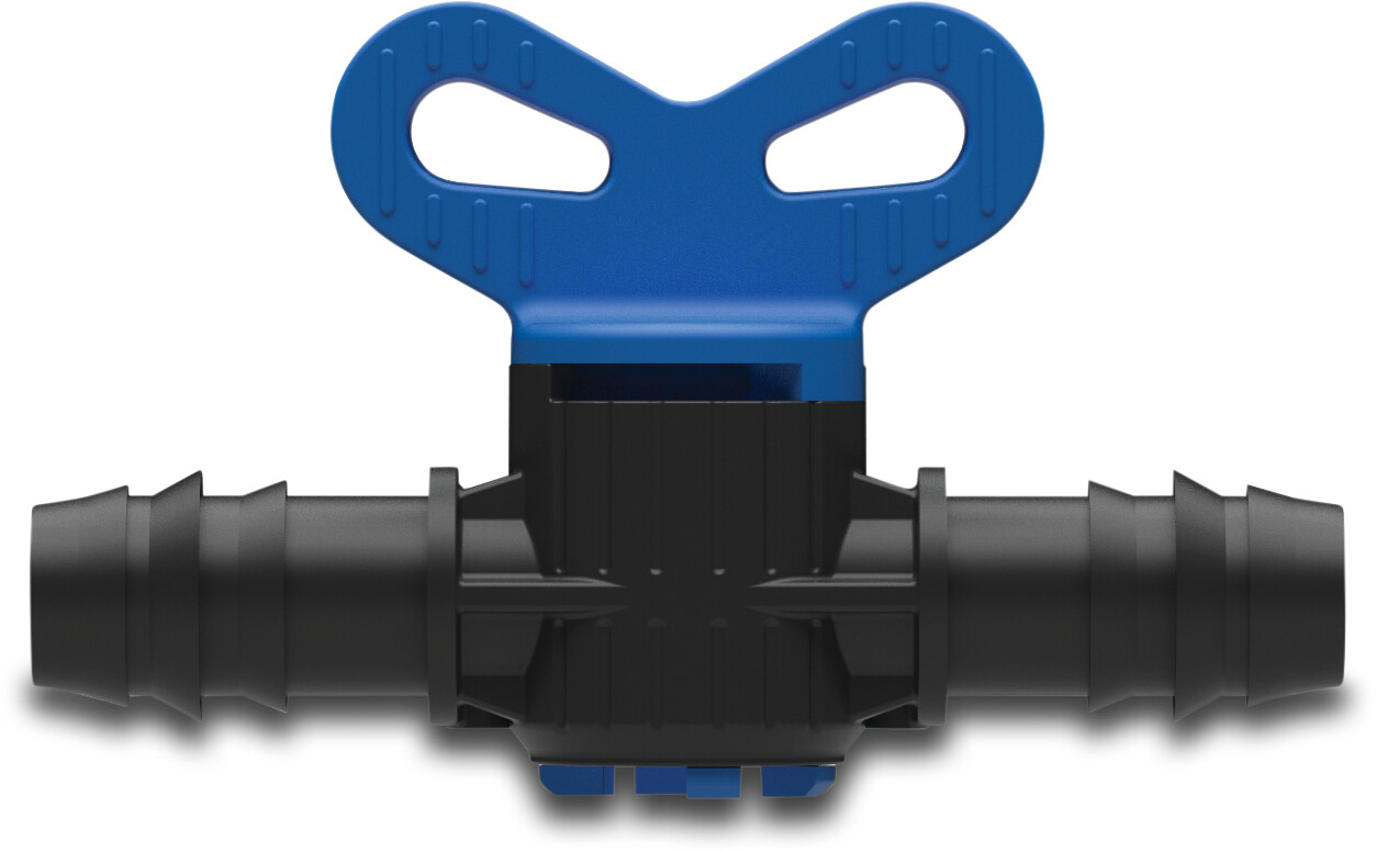 Plug valve PP 6bar barbed black