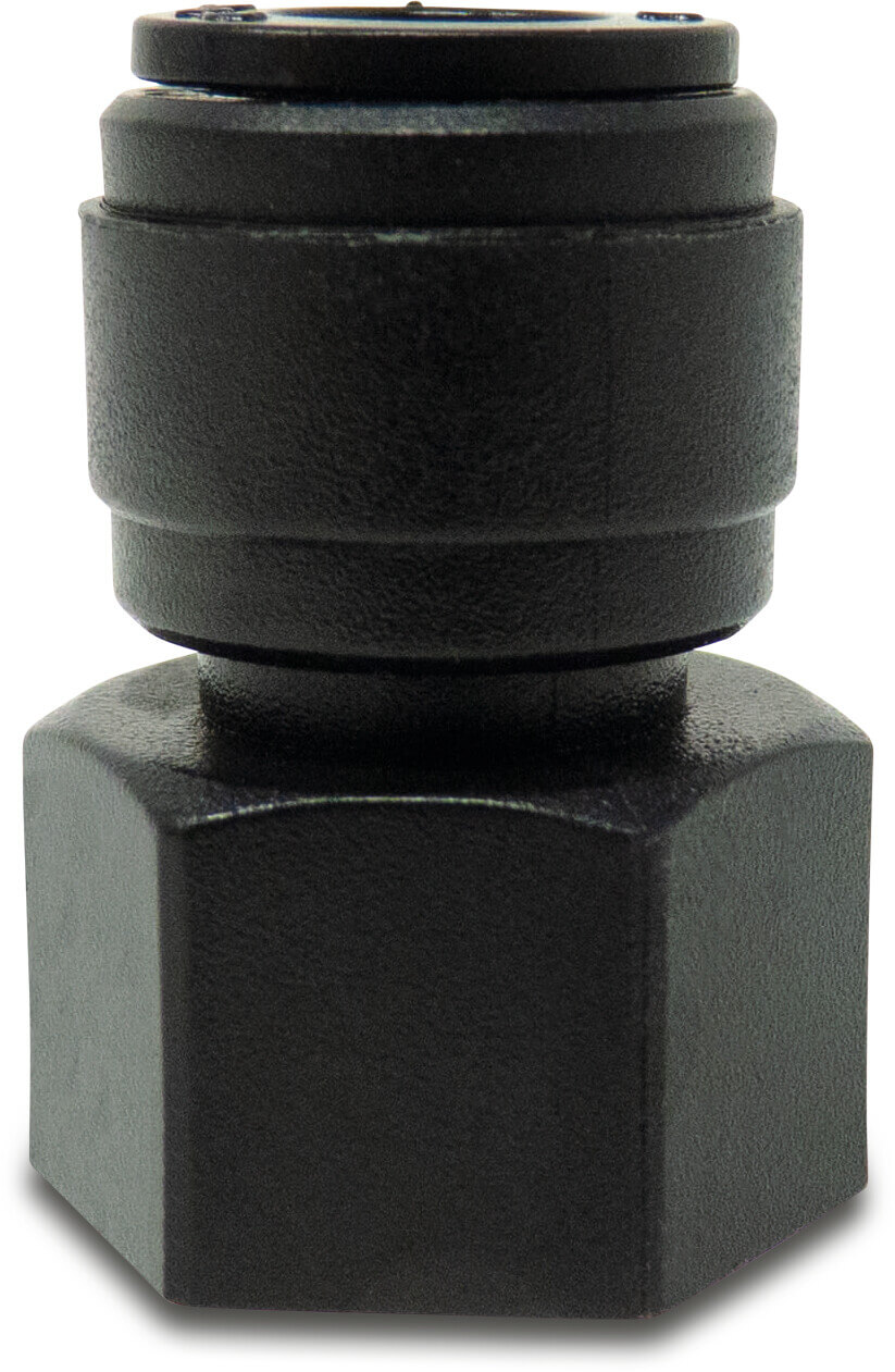Übergangsverbinder POM 15 mm x 1/2" Einsteck x Innengewinde 14bar Schwarz WRAS Typ Aquaspeed