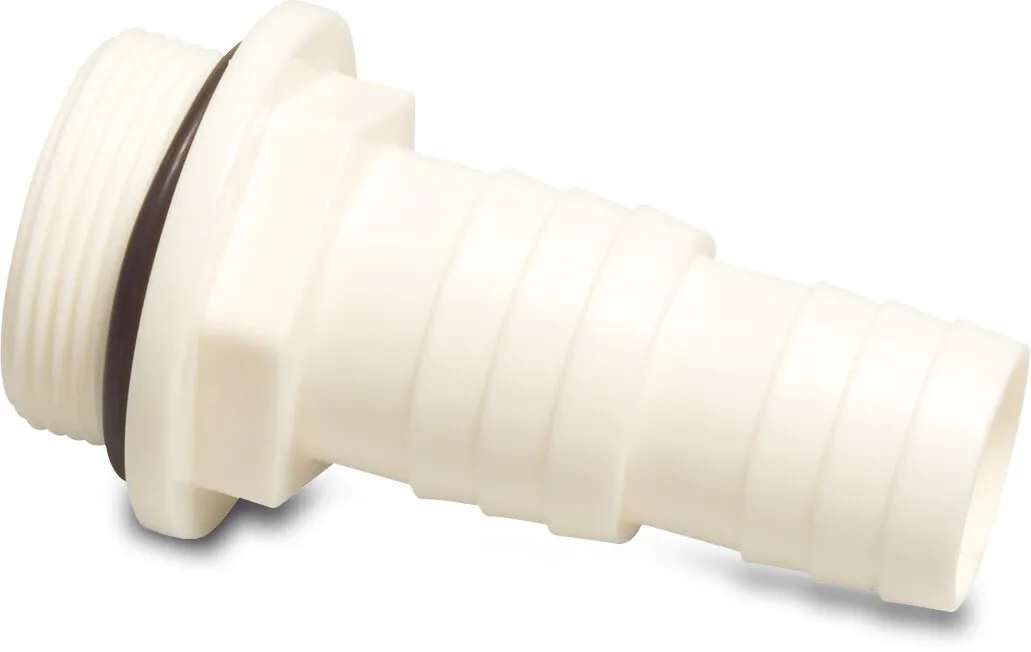 Hose tail adaptor ABS 10bar male thread x hose tail white