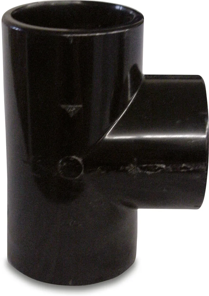 T-piece 90° PVC-U 50 mm glue socket 10bar black