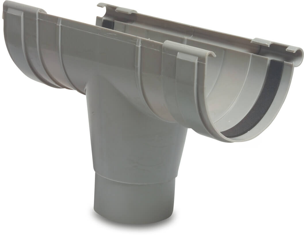 Zentrales Ablassteil PVC-U 125 mm x 80 mm Steckmuffe x Reduziert Grau