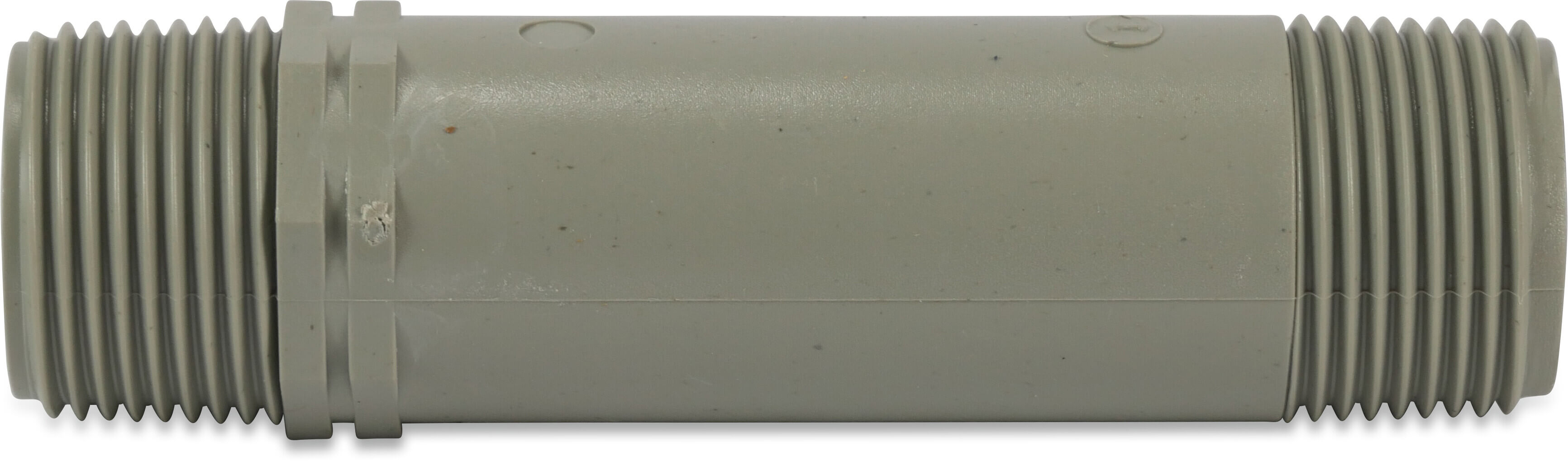 Nippelrør PVC 1" udvendig gevind 10bar grå 200 mm