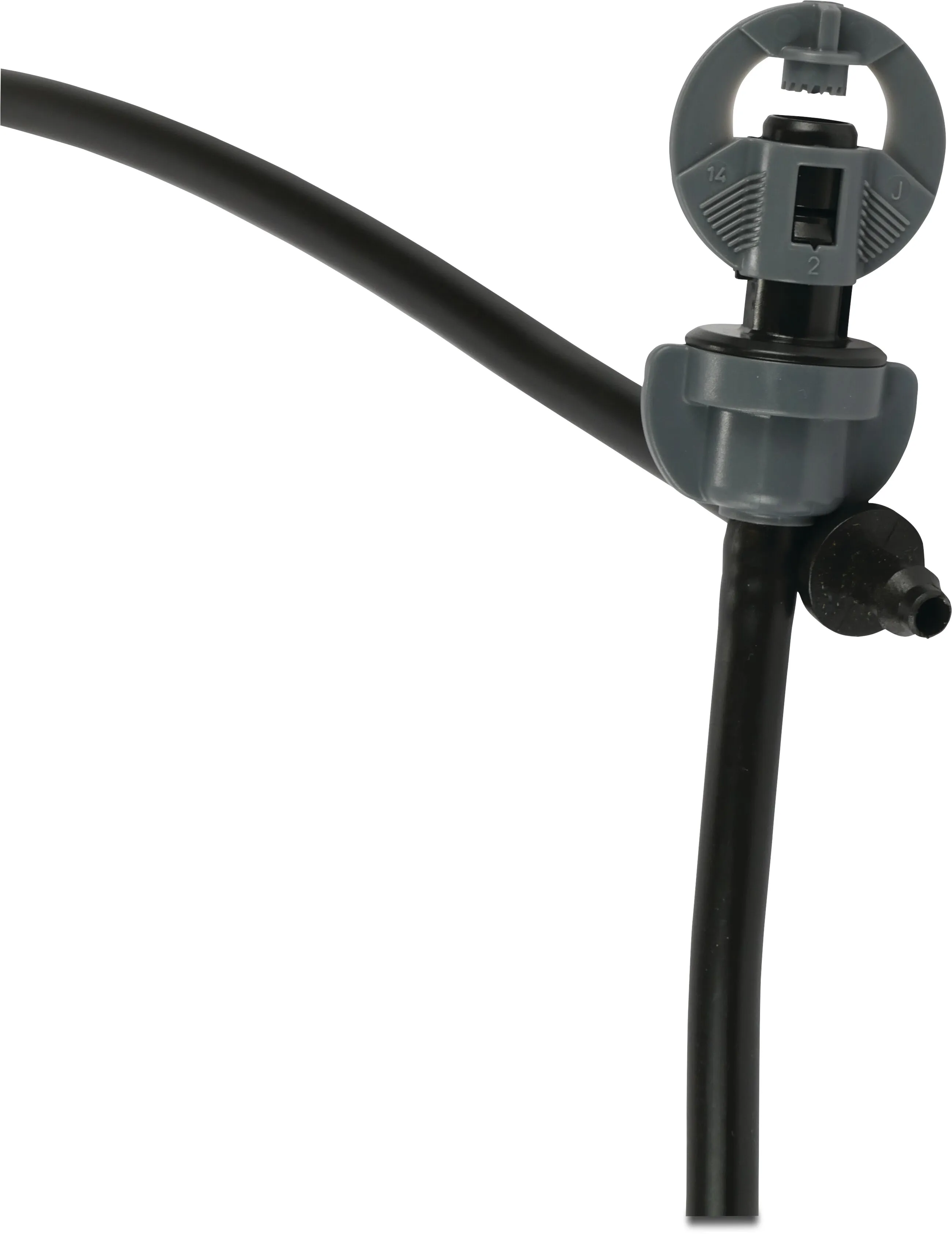 NaanDan Microsproeier met PE slang kunststof 4/7 mm insteek 1.05 mm 360° 60cm oranje type Smart Jet PC "J"-16 jets