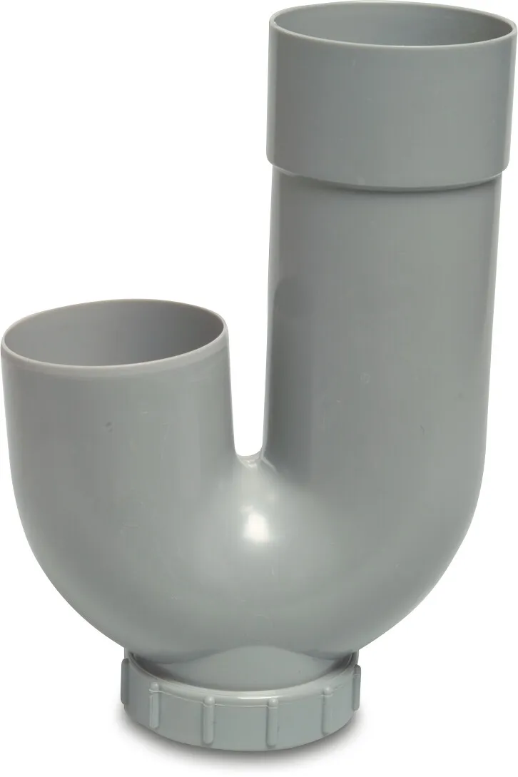 Siphon PVC-U 80 mm glue socket x spigot DN80 grey