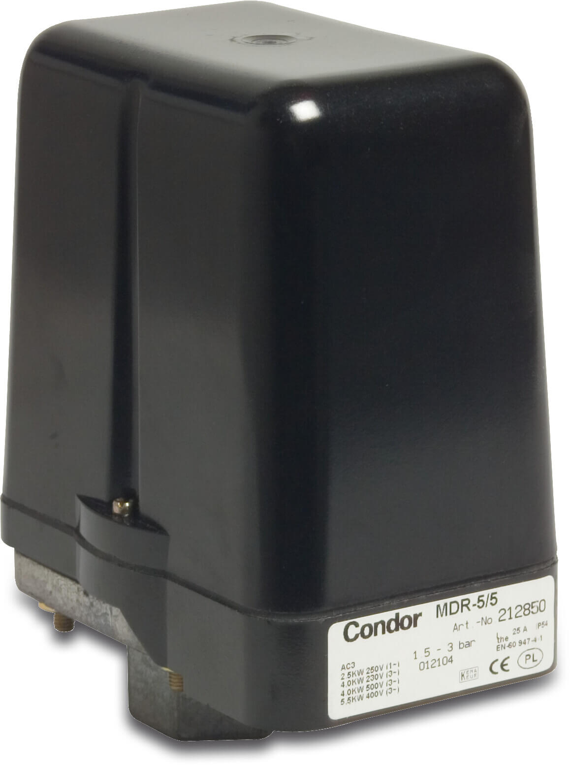 Condor Pressure switch 1/2" female thread 25A 230/400VAC type MDR 5-8