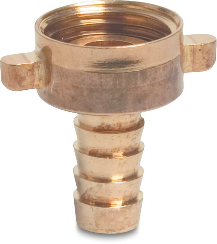 Profec Hose tail 2/3 union adaptor brass 1/2" x 10 mm female threaded nut x hose tail type flat seal