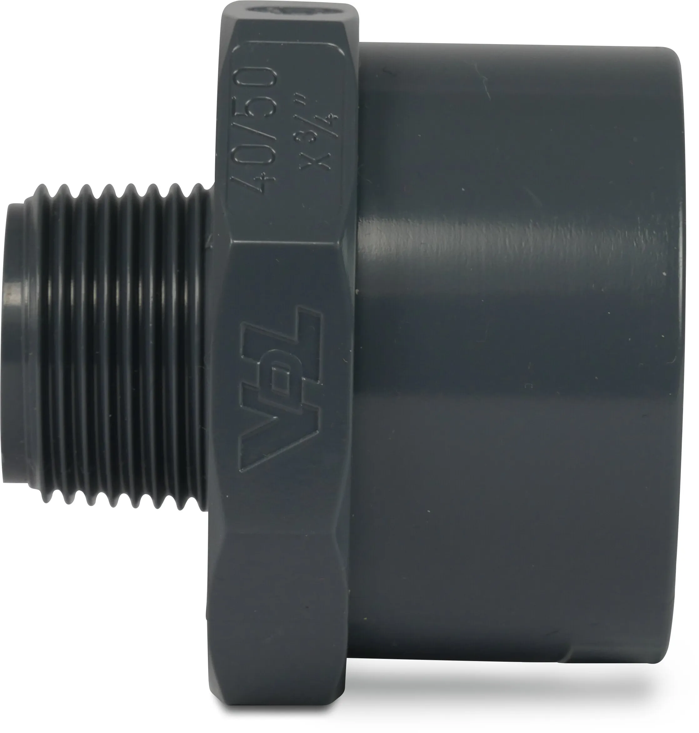 VDL Adaptor bush PVC-U 32/40 mm x 1" glue socket/glue spigot x male thread 16bar grey type octagon
