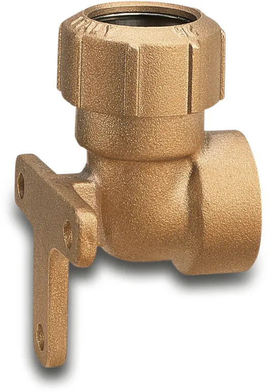 Muurplaat 90° messing 32 mm x 1" knel x binnendraad 25bar DVGW type 048 S1