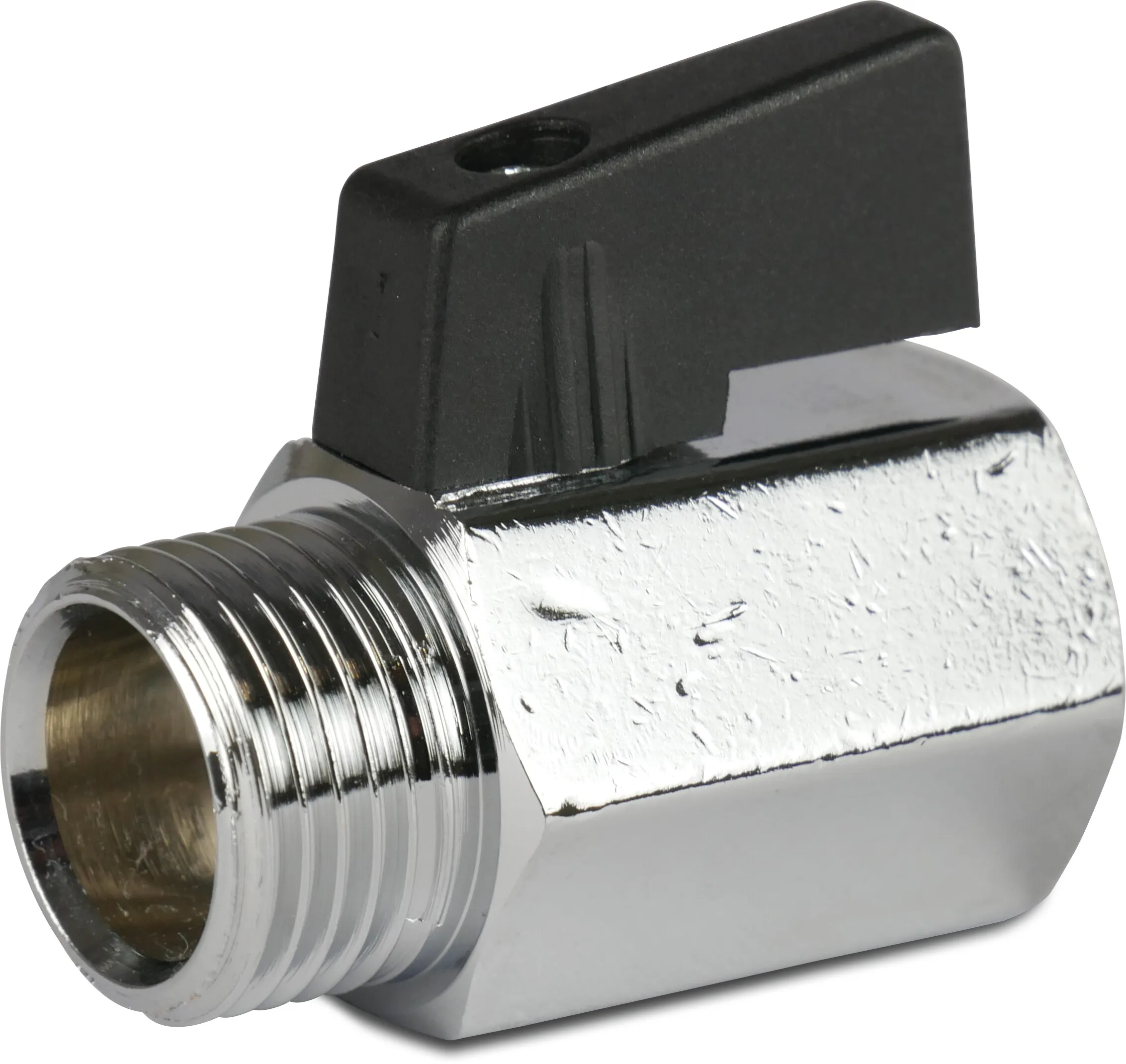 Profec Mini ball valve brass chrome plated 1/4" female thread x male thread 10bar type 405