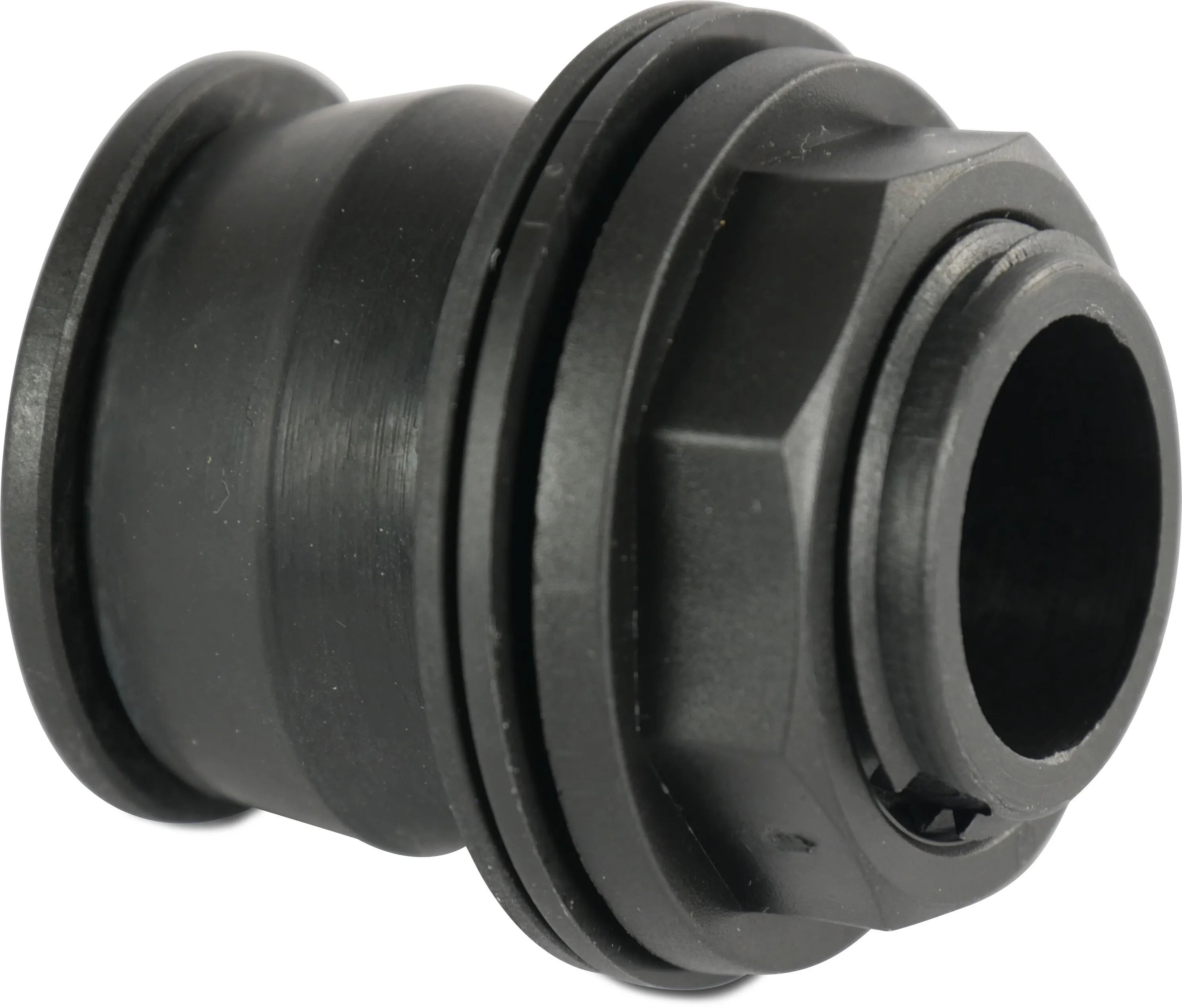 Push-in Bulkhead fitting PP 2" male thread 4bar black