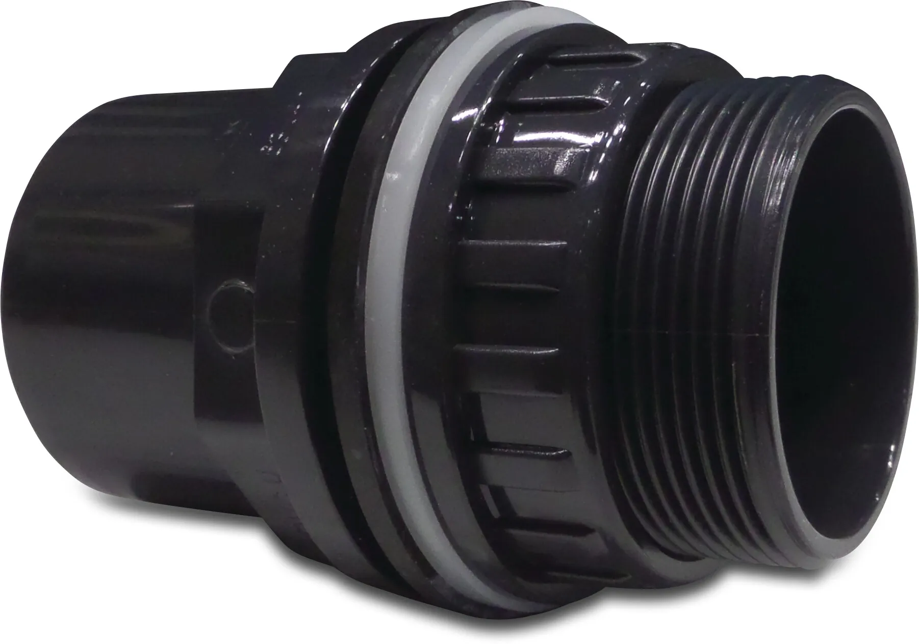 Bulkhead fitting PVC-U 40/50 mm x 1 3/4" glue socket/glue spigot x male thread 10bar grey