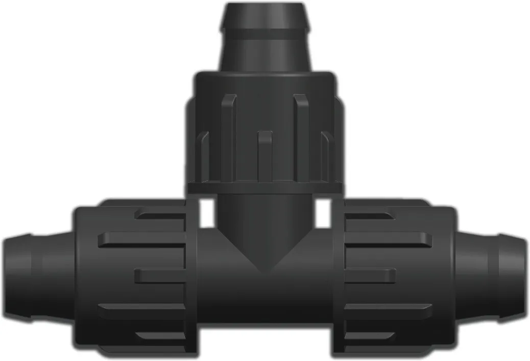 T-stuk 90° PP 16 mm lock 4bar zwart
