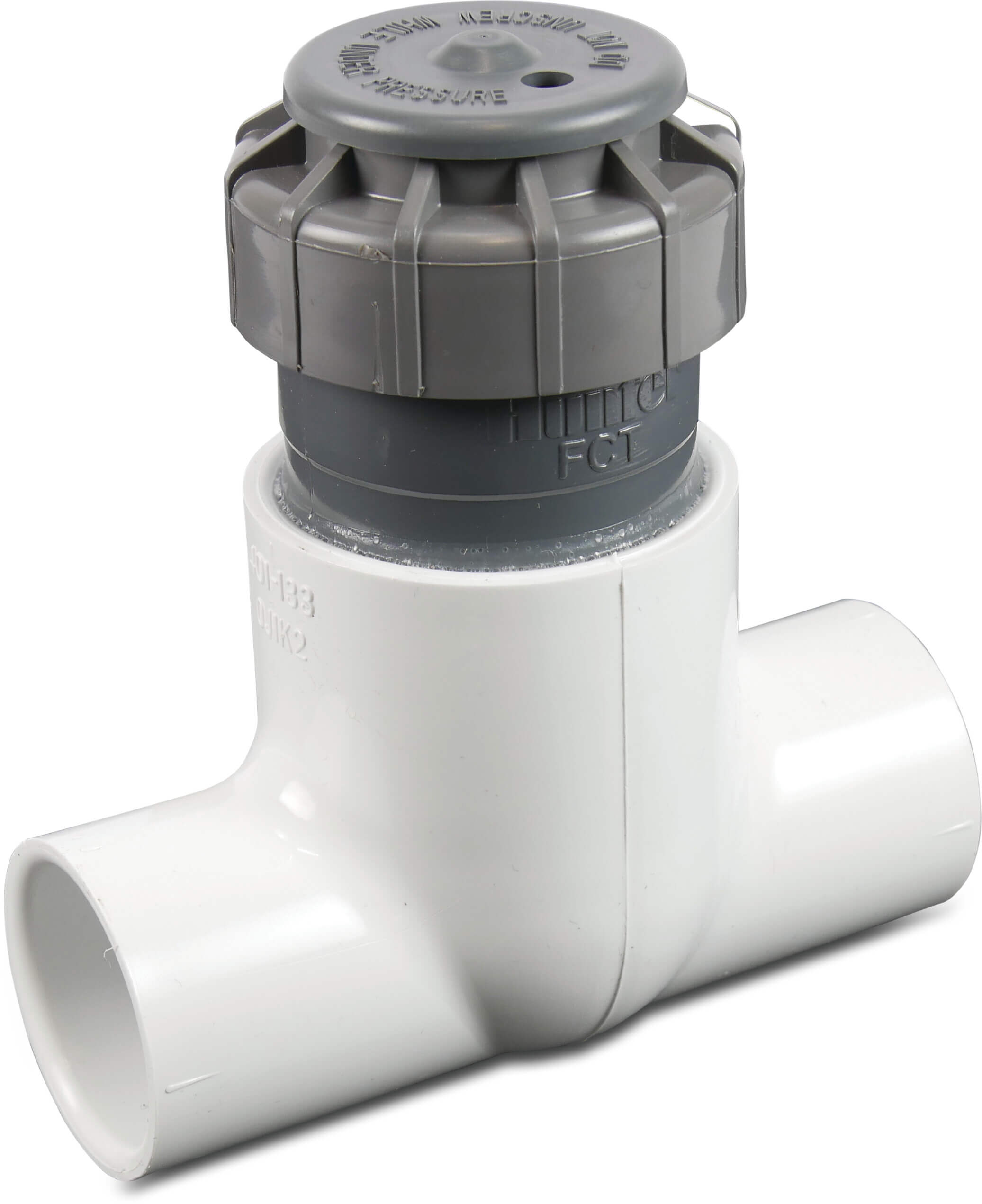 Hunter T-Stück 90° PVC-U 50 mm x 50 mm x 3" Klebeverbindung x Klebeverbindung x Innengewinde Grau Typ FCT-308