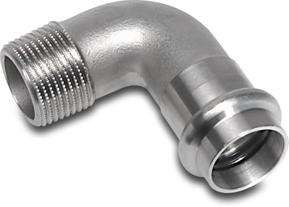 Bonfix Adaptor elbow 90° stainless steel 316L 3/4" x 22 mm male thread x press KIWA