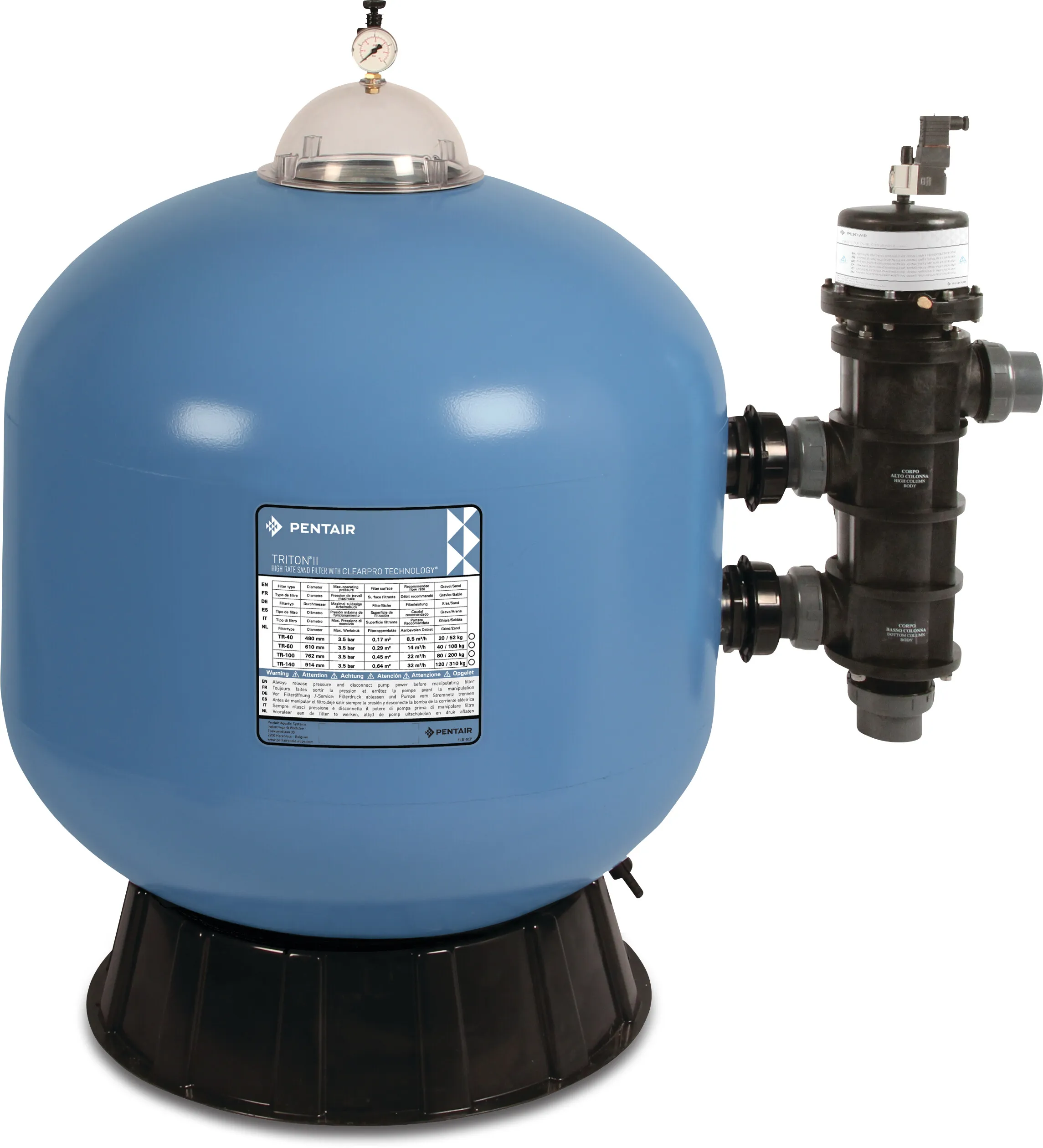 Pentair Filtre à sable renforcé de fibre de polyester 2" filetage femelle 3,5bar bleu type F-30S8-TRCP