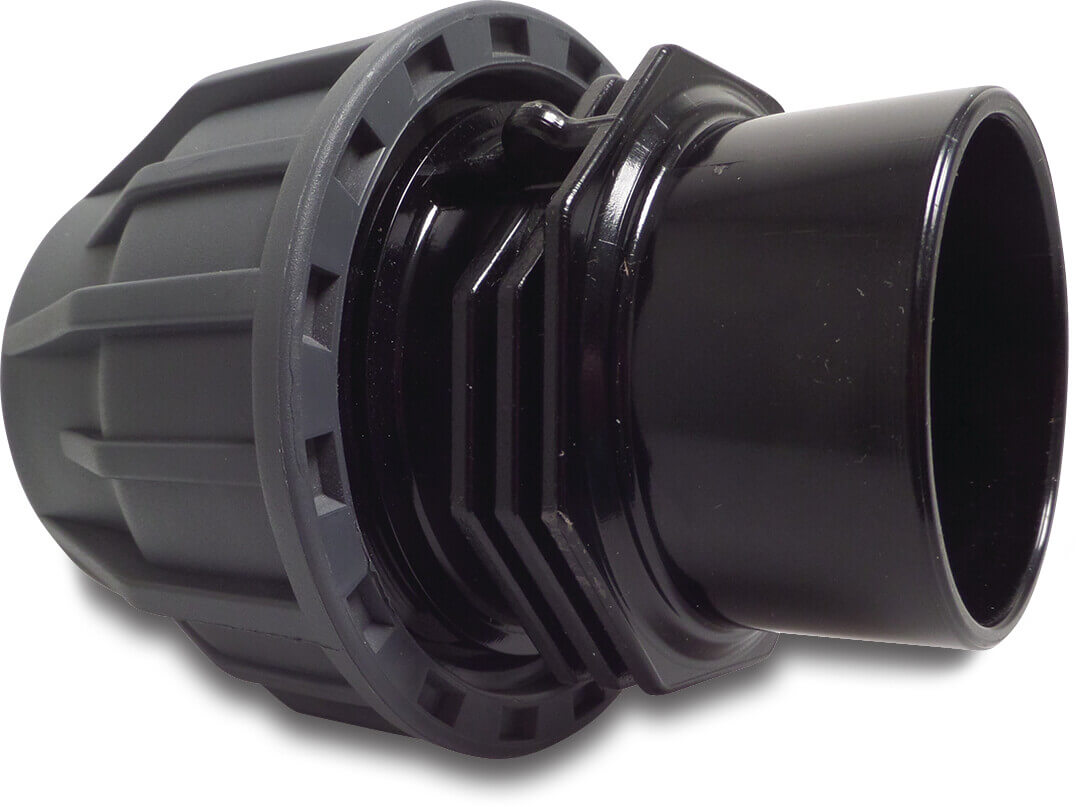 Jasonflex Adaptor socket PP/PVC-U 16bar compression x glue socket grey/black