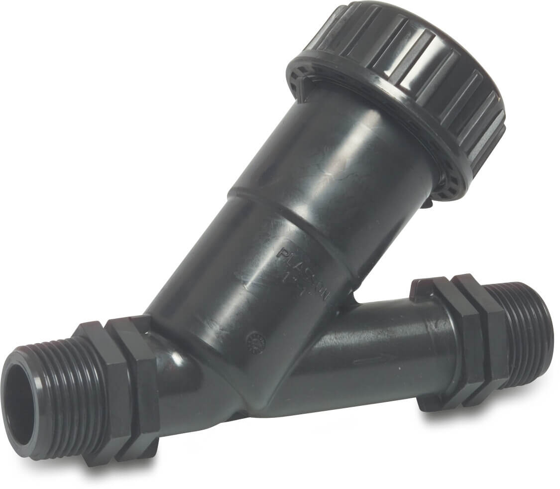 Rückschlagventil federbelastet PP 1 1/2" Außengewinde 10bar Schwarz