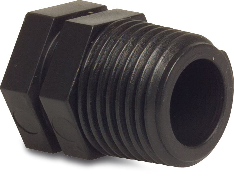 Plug PP 1/2" male thread 10bar black