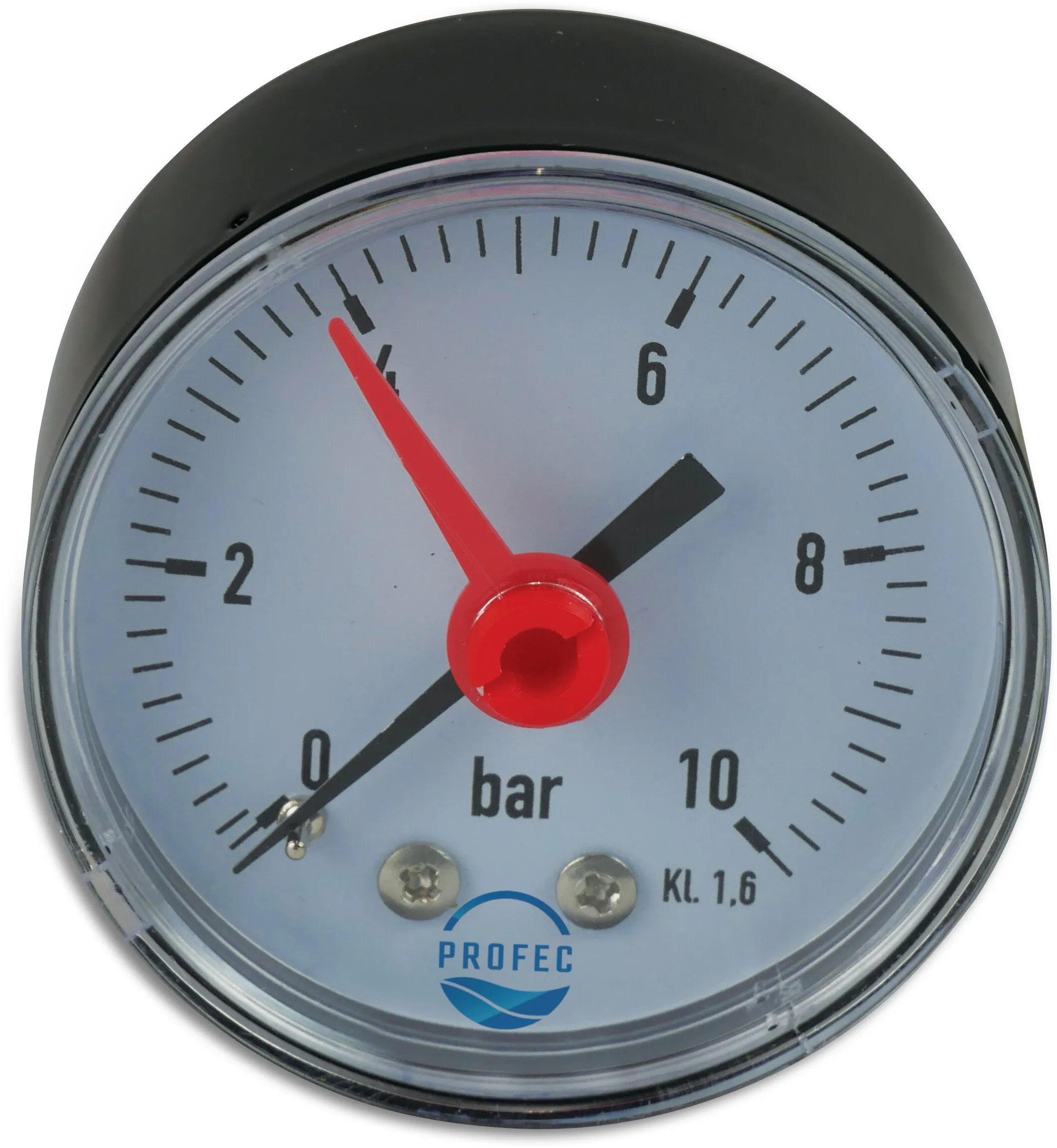Profec Pressure gauge 50 mm female thread 0 - 10bar black type dry extended back connection 1/4"