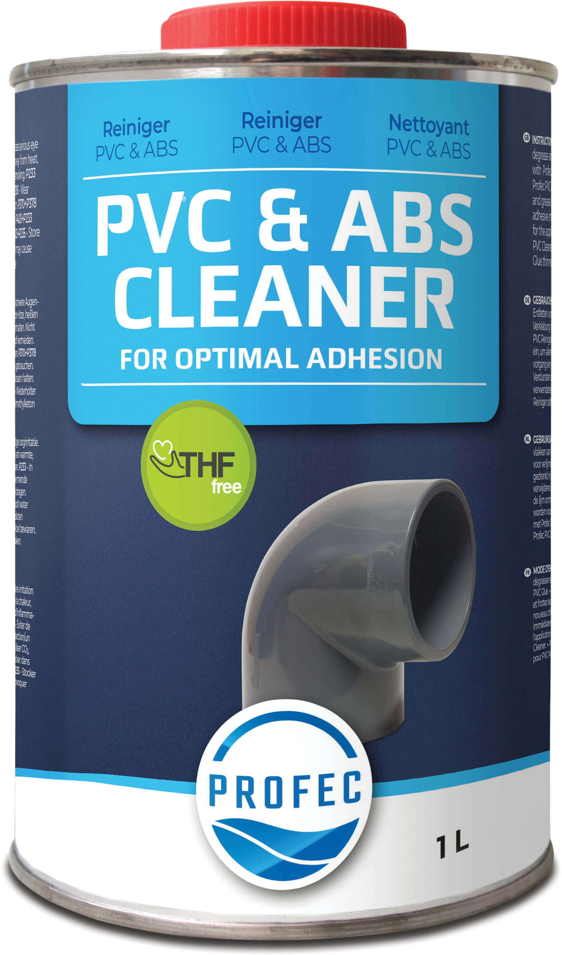 Profec Lösningsmedel och rengöringsmedel för PVC & ABS 1L type etikett PL/DK/SE