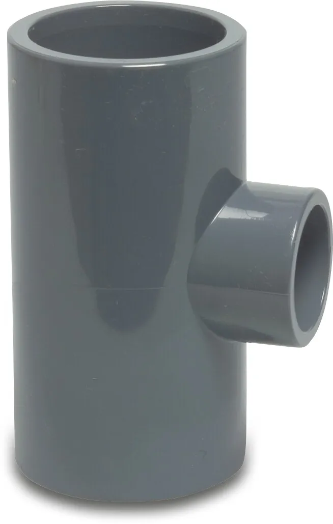 T-koppling 90° PVC-U 140 mm x 110 mm x 140 mm limsockel 16bar grå