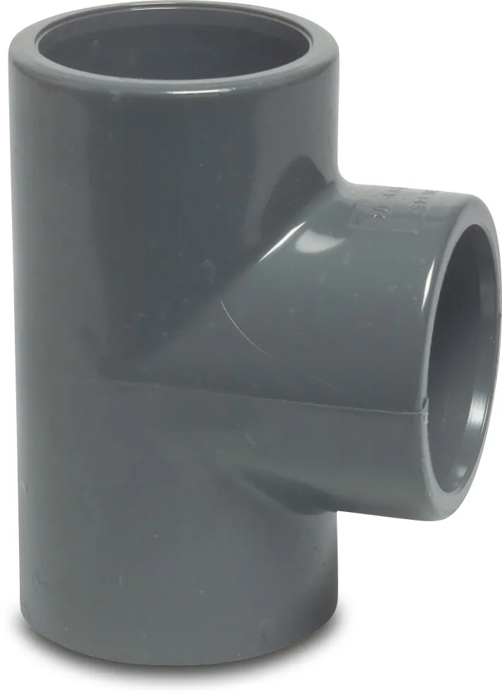 Profec T-piece 90° PVC-U 32 mm glue socket 16bar grey KIWA
