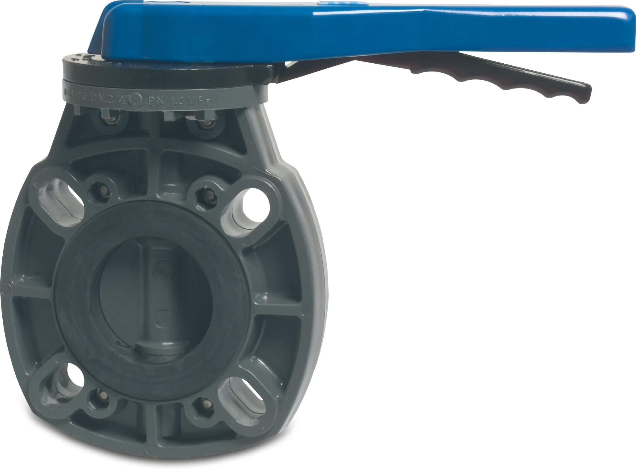Profec Absperrklappe PVC-U 110 mm DIN Flansch 10bar DN100 Grau PN6/10 Typ 7000
