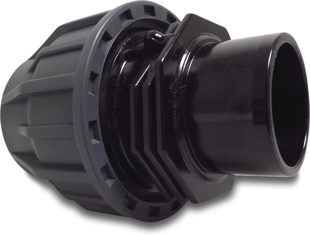 Jasonflex Övergångsmuff PP/PVC-U 63 mm spänn x limsockel 16bar grå/svart