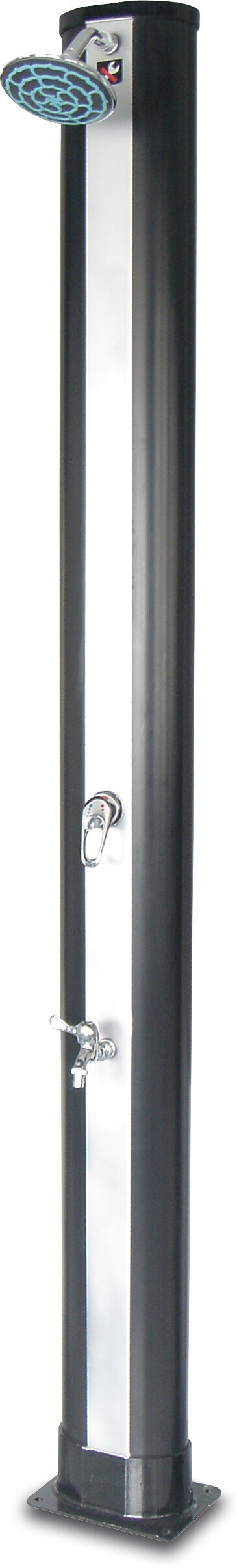 Solar-Dusche Kunststoff 3/4" Innengewinde 3,5bar 214cm Schwarz/Silber Recht mit Fuß