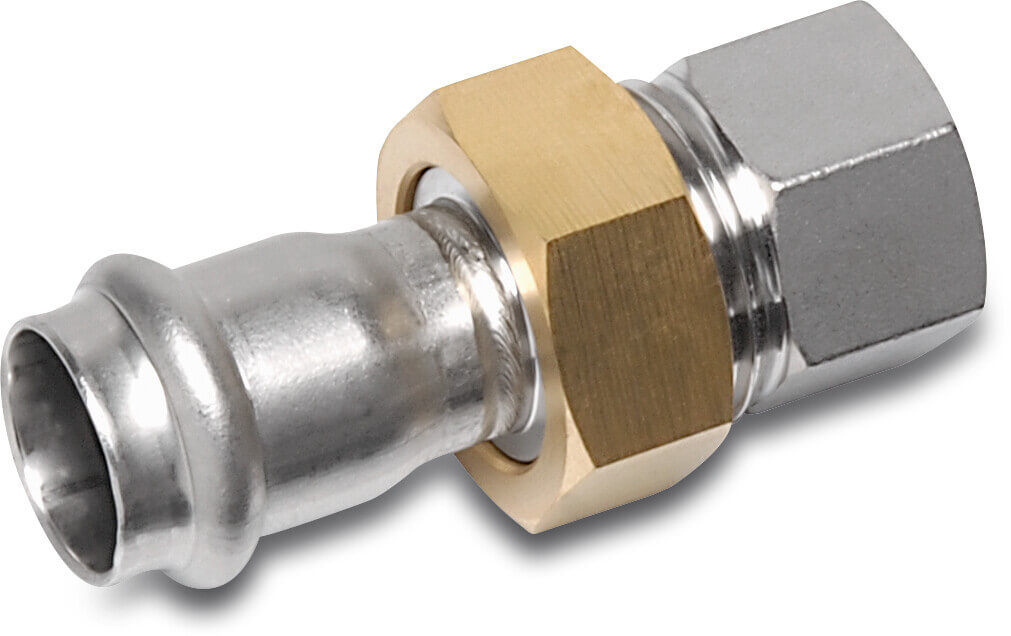 Bonfix Verschraubung Edelstahl 316L 1/2" x 15 mm Innengewinde x Pressmuffe 16bar DVGW/KIWA