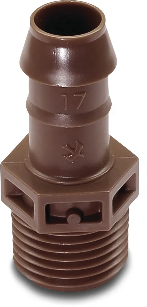 Rain Bird Adapter Kunststoff 3/4" x 17 mm Außengewinde x Tülle 3,5bar Braun Typ XFF17