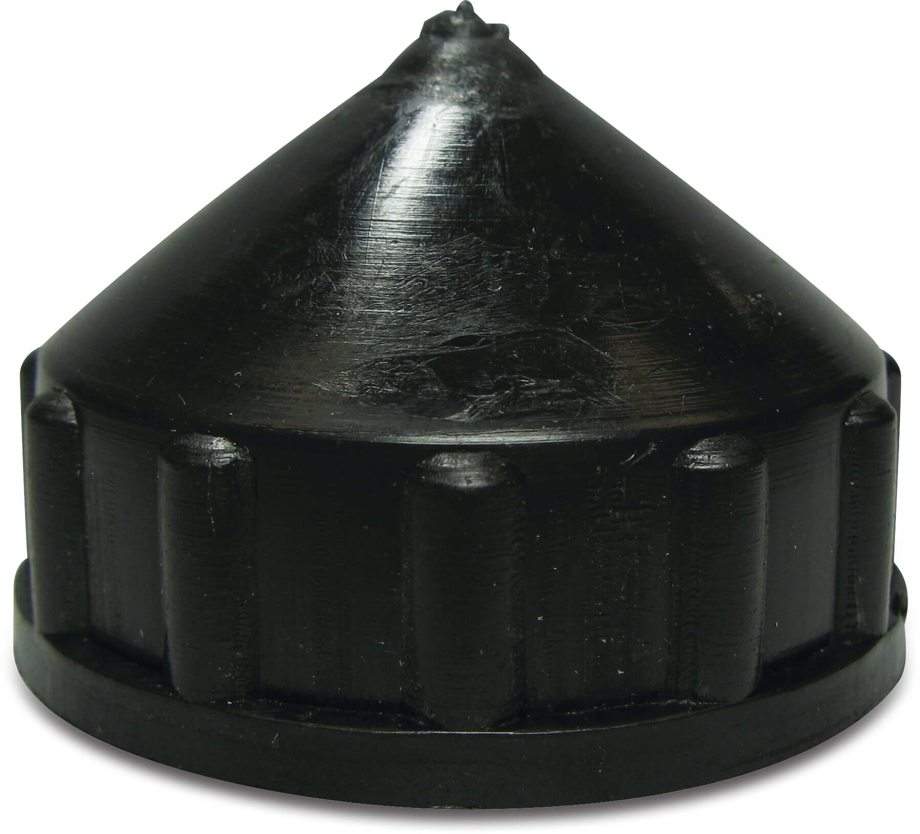 Bottom cap PE 4 1/2" female trapezium thread black