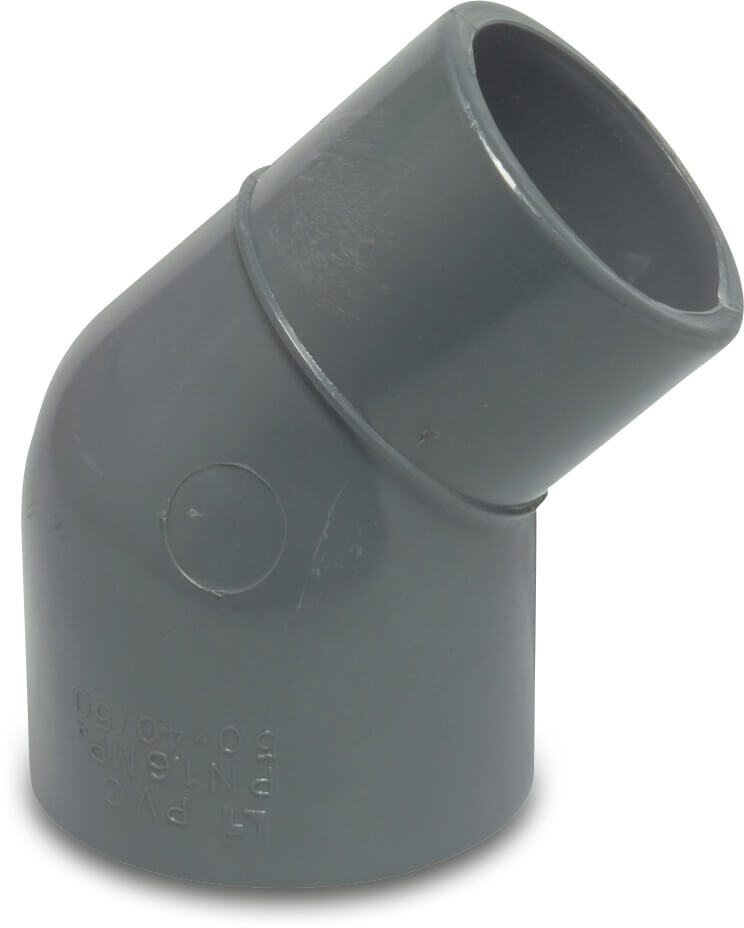 Profec Winkel 45°, reduziert PVC-U 40/50 mm x 50 mm Klebemuffe/Klebestutzen x Klebemuffe 10bar Grau