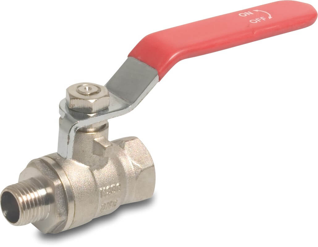 Profec Ball valve brass nickel plated 1/4" female thread x male thread 25bar type 104