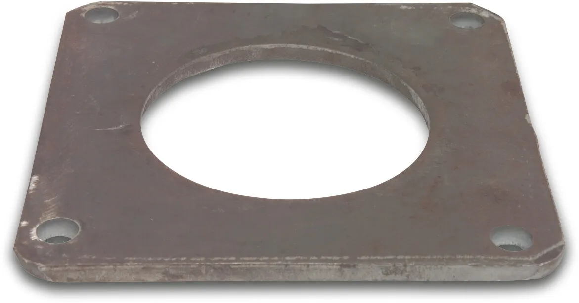 Flens staal 6" vierkantflens x stomplas zwart